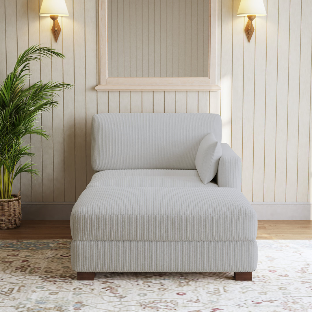 Bentura Oversized Upholstered Corduroy Modular Chaise Lounge with Armrests & Throw Pillows